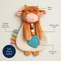 Itzy Lovey Plush with Silicone Teether Toy | Wyatt the Highland Cow