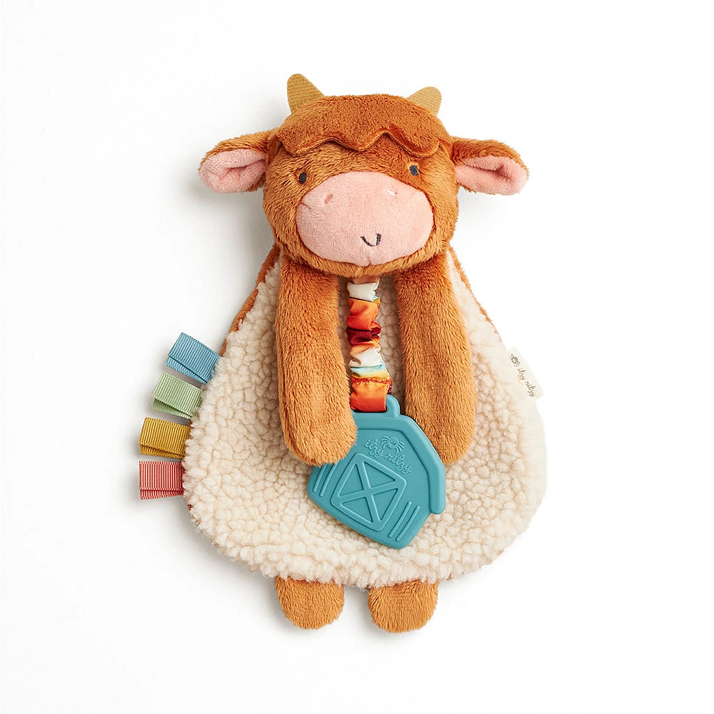 Itzy Lovey Plush with Silicone Teether Toy | Wyatt the Highland Cow