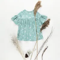 LIGHT TURQUOISE DRESS WITH HAZELNUTS PATTERN SOFT JERSEY, CHILD