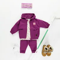 PURPLE HOODED VEST WITH A ZIPPER FLEECE, BABY