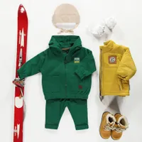 GREEN ZIPPER JACKET WITH COTTON HOOD, BABY