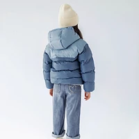 HOODED BLUE PUFFER COAT, CHILD