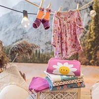 PEACH AND MAUVE SOCKS WITH A FLOWER