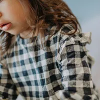 PLAID NAVY AND CREAM T-SHIRT WITH LONG SLEEVES JERSEY, BABY