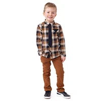 Boys Black Plaid Shirt With Removable Tie