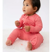 Ribbed Bamboo Footless Sleeper with Fold-over Cuffs - Candy Pink