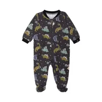 Organic Cotton One Piece Printed Pajama Black Astro Dinosaur