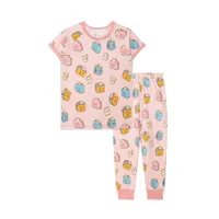 Share Organic Cotton Two Piece Printed Pajama Set Pink Toasters