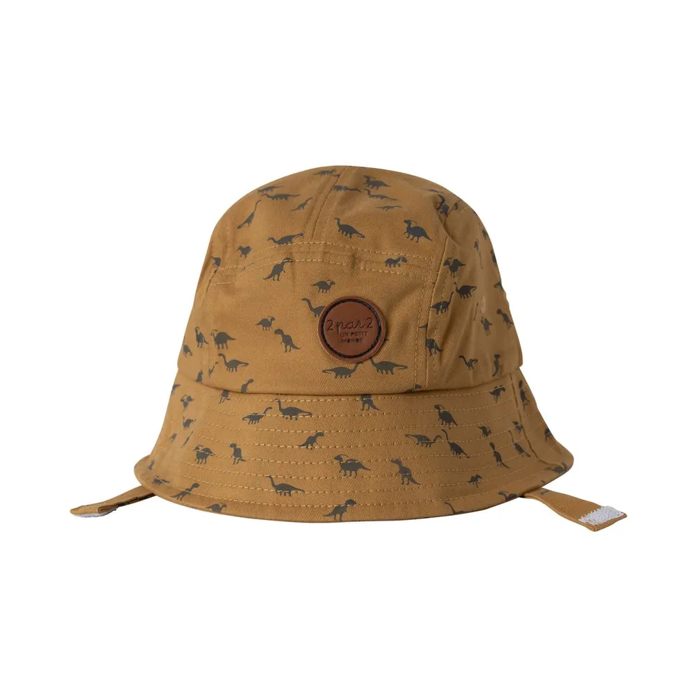 Printed Twill Hat Golden Brown Dinosaurs