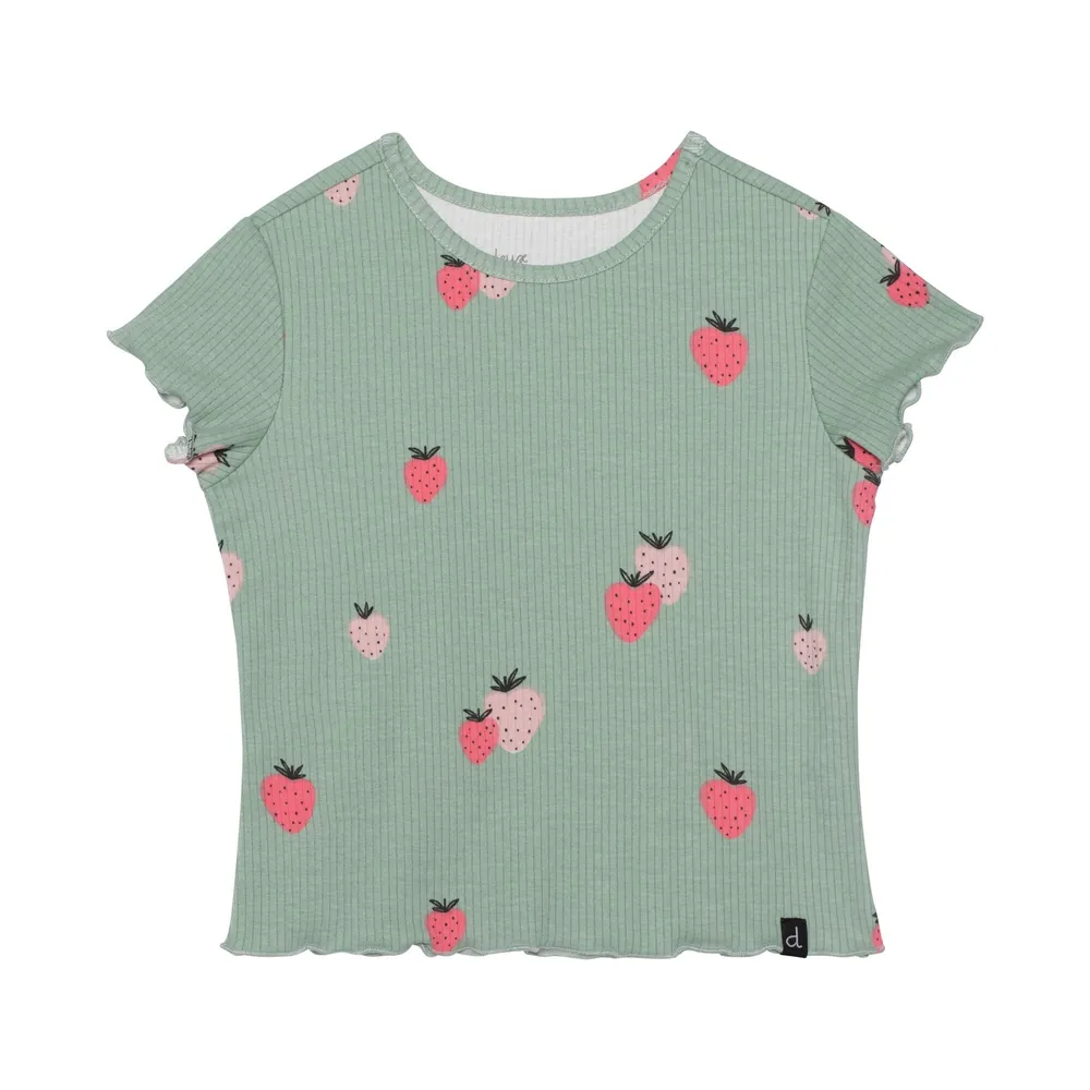 Printed Short Sleeve Tee Frosty Green Strawberry