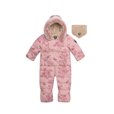 One Piece Baby Car Seat Snowsuit With Vintage Flower Print
