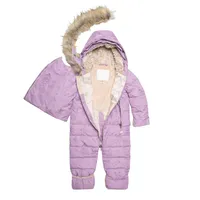 One Piece Baby Car Seat Snowsuit With Lilac Forest Friends Print