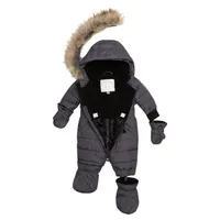 One Piece Baby Snowsuit Grey With Textured Print