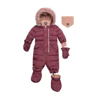 One Piece Baby Snowsuit Burgundy