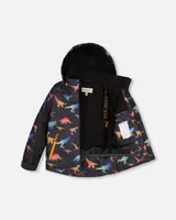 Two Piece Snowsuit Black Gradient Dino Print