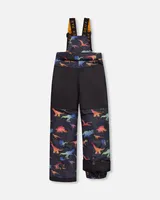 Two Piece Snowsuit Black Gradient Dino Print