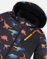 Two Piece Snowsuit Black Gradient Dino Print