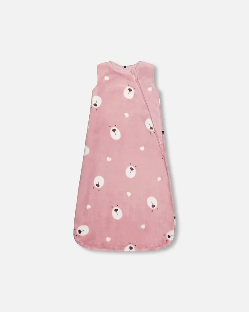 Printed Plush Sleep Sack Mauve Bears