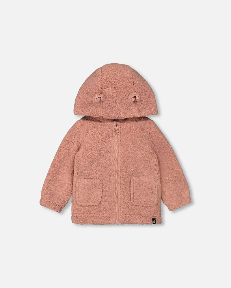 Sherpa Hooded Zip Jacket Powder Pink