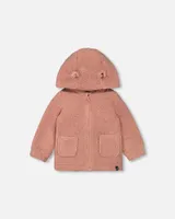 Sherpa Hooded Zip Jacket Powder Pink