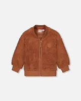 Sherpa Jacket With Embroidery Caramel