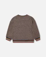 Super Soft Brushed Rib Sweatshirt With Pocket Brown Mix