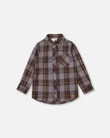 Flannel Shirt Grey And Caramel Plaid