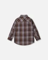 Flannel Shirt Grey And Caramel Plaid