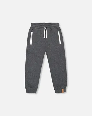 Fleece Sweatpants With Zipper Pockets Dark Grey Mix