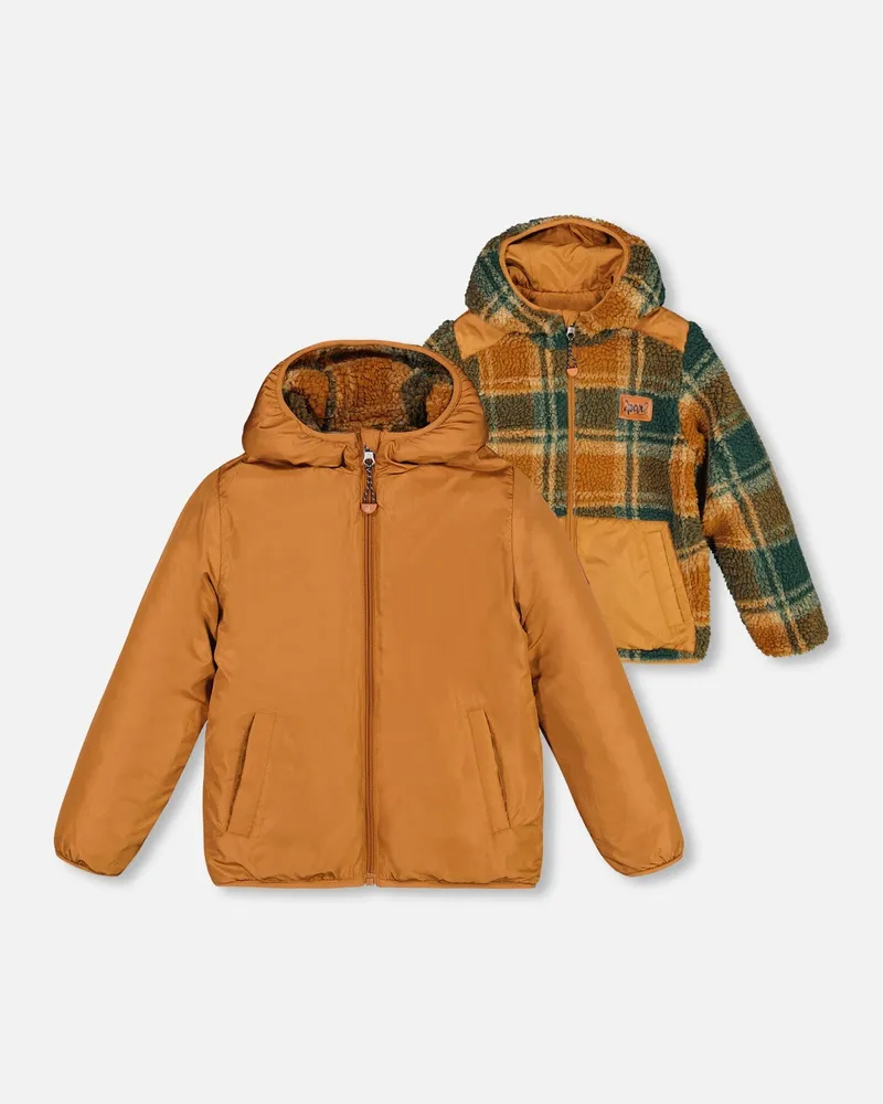 Transition Reversible Sherpa And Nylon Jacket Golden Caramel