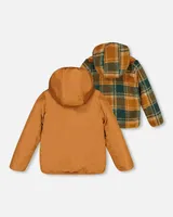 Transition Reversible Sherpa And Nylon Jacket Golden Caramel