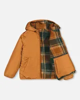 Transition Reversible Sherpa And Nylon Jacket Golden Caramel