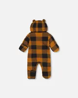 Baby Mid-Season Sherpa One Piece Caramel And Black Plaid