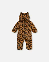 Baby Mid-Season Sherpa One Piece Caramel Leopard Print