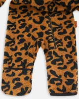 Baby Mid-Season Sherpa One Piece Caramel Leopard Print