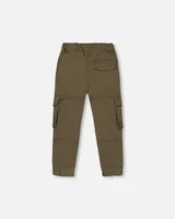 Stretch Twill Jogger Pants With Cargo Pockets Grape Leaf