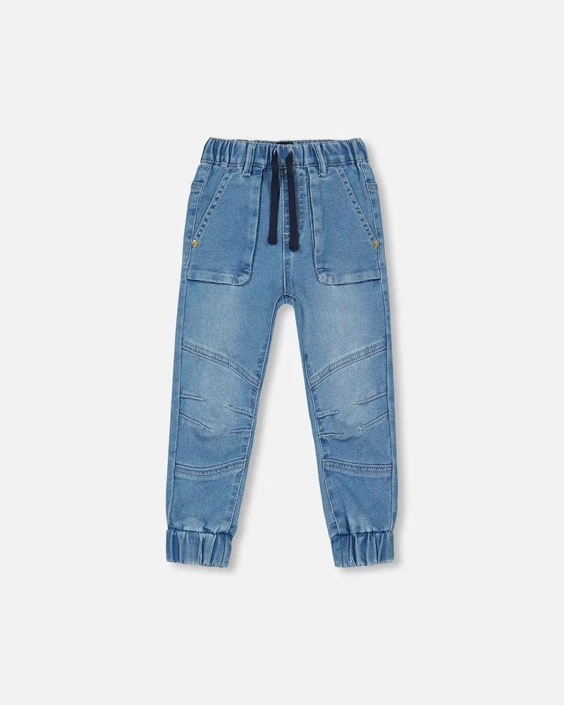 French Terry Denim Jogger Pants Light Blue