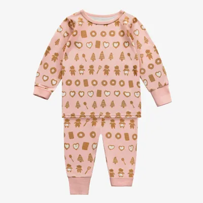 PINK TWO-PIECES PAJAMA WITH AN ALL OVER PRINT OF DELICIOUS COOKIES POLYESTER, BABY