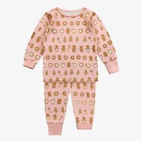 PINK TWO-PIECES PAJAMA WITH AN ALL OVER PRINT OF DELICIOUS COOKIES POLYESTER, BABY