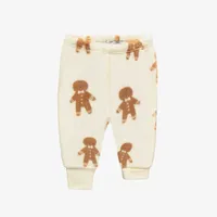 CREAM TWO-PIECES PAJAMA WITH AN ALL OVER PRINT OF GINGERMEN SOFT FLEECE, BABY