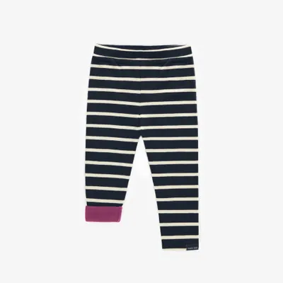 REVERSIBLE STRIPED NAVY AND CREAM LEGGING JERSEY, BABY