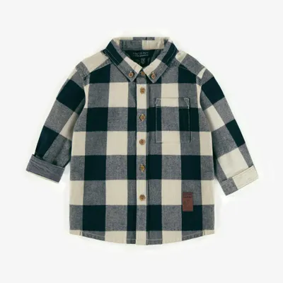 NAVY AND CREAM PLAID SHIRT FLANNEL