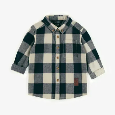 NAVY AND CREAM PLAID SHIRT FLANNEL, BABY