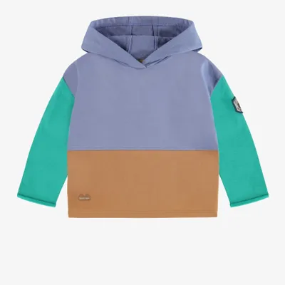 BLUE HOODIE WITH COLOR BLOCK FRENCH TERRY, BABY
