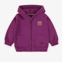 PURPLE HOODED VEST WITH A ZIPPER FLEECE, BABY