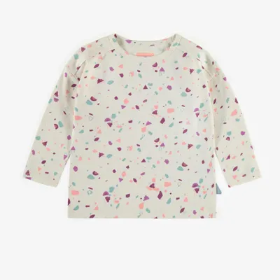 CREAM T-SHIRT WITH LONG SLEEVES AND A MULTICOLORED PATTERN JERSEY, BABY