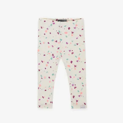 CREAM LONG LEGGING WITH A MULTICOLORED PATTERN JERSEY, BABY