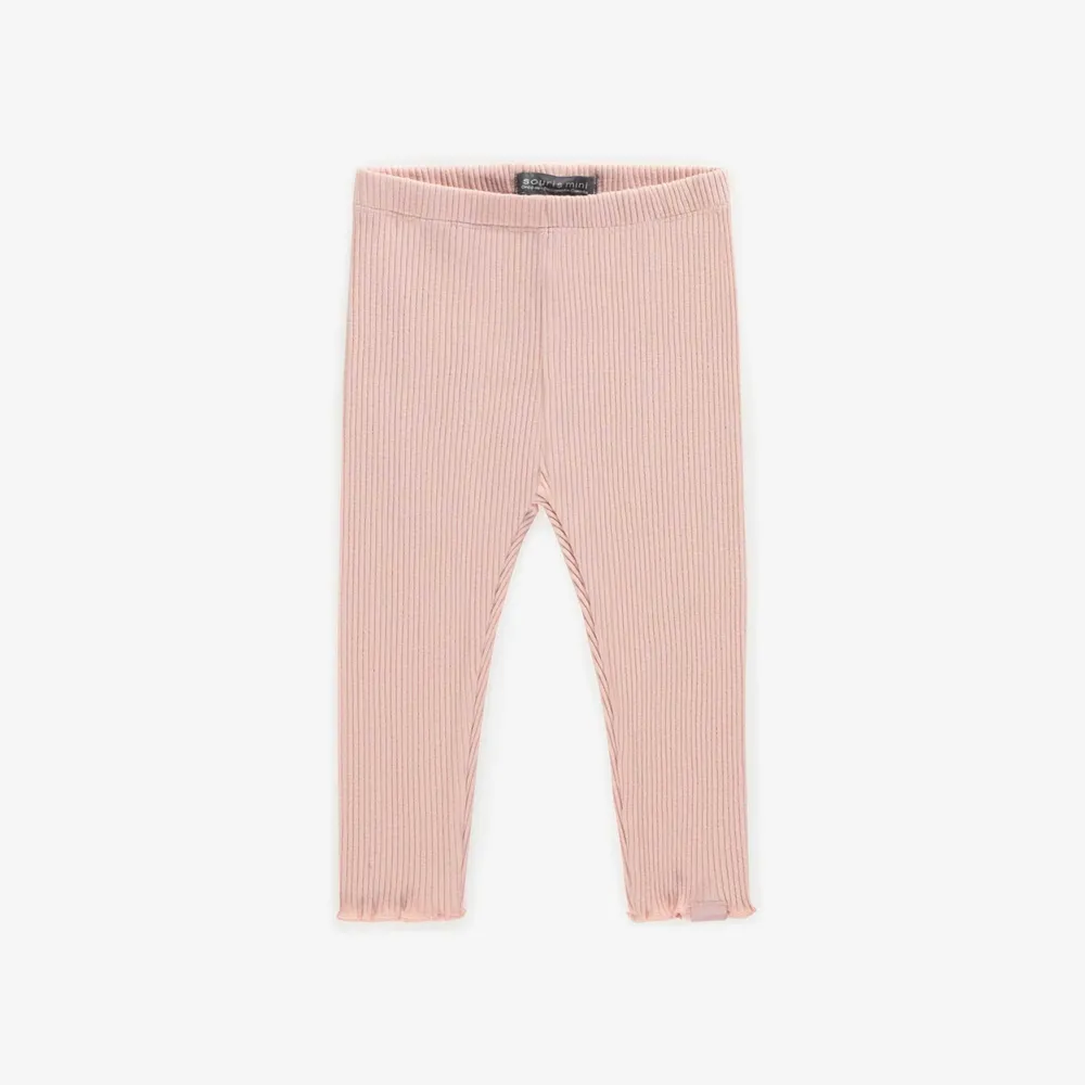 PINK LONG LEGGING IRREGULAR RIB, BABY