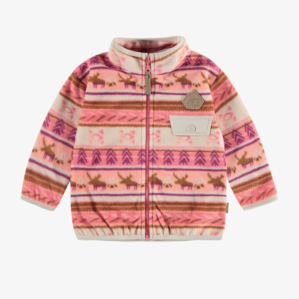 PINK PATTERNED VEST FLEECE, BABY