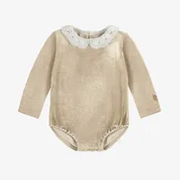 LONG-SLEEVED CHAMPAGNE BODY WITH A CLAUDINE COLLAR VELVET, BABY